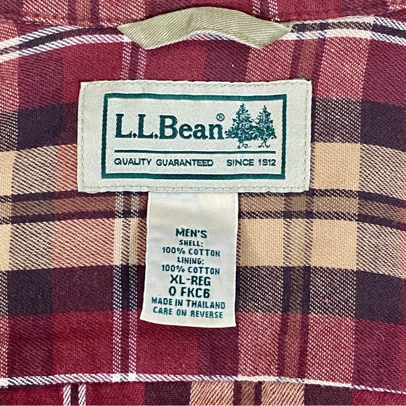 L.L. Bean XL Flannel Lined Button Up Shirt - Picture 7 of 9